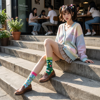 Chaussettes OEM de haute qualité à motif personnalisé AB, chaussettes décontractées en coton peigné avec texte amusant 'chien qui aboie' pour filles