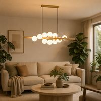 Lustres décoratifs de luxe pour l'intérieur, à longue durée de vie, 10 ampoules, lumière LED à intensité variable, protection des yeux