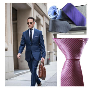 <span class=keywords><strong>Corbata</strong></span> de Negocios para <span class=keywords><strong>Hombre</strong></span>, Estilo Informal, Color Morado Multicolor, Poliéster, Uniforme, Talla Grande, con Rayas, para Viajes de Negocios - Product Image 2