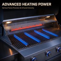 Barbecue autonome de luxe haute performance avec fenêtre panoramique et roues robustes