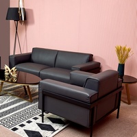 Canapé en cuir noir personnalisé pour bureau à domicile, salon, loisirs, 1, 2 ou 3 places, ensemble de canapés modulaires modernes pour réception commerciale ou scolaire