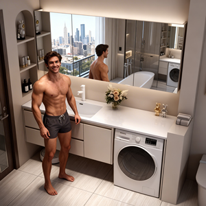 โรงแรมใช้ชุดอ่างล้างหน้าแบบทันสมัยพร้อมตู้กระจก, ตู้เก็บของอลูมิเนียม, อ่างล้างหน้า, ชุดเก็บของกระจกอัจฉริยะ - Product Image 2