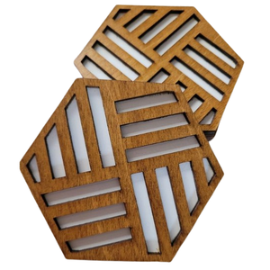 Exportadores al por mayor Posavasos de té de madera Posavasos de madera con diseño grabado de nogal Posavasos decorativos para el té de la noche en casa - Product Image 4