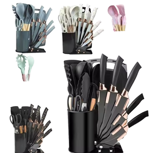 Proins19pcs Ensemble d'ustensiles <span class=keywords><strong>de</strong></span> <span class=keywords><strong>cuisine</strong></span> antiadhésifs en silicone avec poignée comprenant une spatule et une cuillère Outils <span class=keywords><strong>de</strong></span> <span class=keywords><strong>cuisine</strong></span> essentiels pour ensemble <span class=keywords><strong>de</strong></span> couteaux - Product Image 1