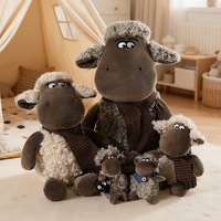 Peluche Agneau Écharpe, Petite Moutonnette Noire en Peluche, Adorable Agneau aux Cheveux Bouclés, Cadeau pour Petite Amie ou Meilleure Amie