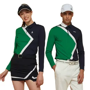 男女通用网球男女穿男式t恤长袖情侣氨纶马球t恤高尔夫球衫