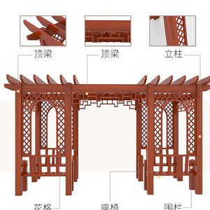 Pérgola de Aluminio Roja Hesswei para Exteriores, Imitación Madera, para Pasillo, Patio, Balcón, Jardín - Product Image 1