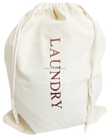 Sac de tri à linge réutilisable beige pochettes à cordon en coton avec logo personnalisé