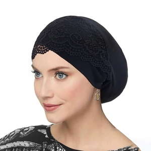 <span class=keywords><strong>Bonnet</strong></span> Turban Doux en Dentelle pour Femme, Chapeau Foulard Uni en Polyester à Bord Large – Prix Abordable - Product Image 6