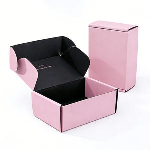 Caja de Envío Plegable Rosa de Alta Gama Ecológica Personalizada, Caja de Regalo de Cartón Corrugado para Cosméticos, Suero para el Cuidado de la Piel, Pestañas Postizas - Product Image 1