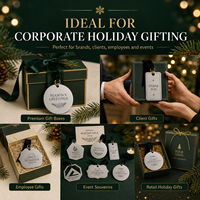 Cadeaux d'entreprise OEM pour clients, employés, événements festifs, ornements de Noël en acier inoxydable 304 gravés au laser, logo personnalisé en gros