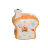 Ornement en céramique Art Déco créatif en forme de maison à pain, mini, mignon, orange, pour la maison, le bureau, Pâques, la chambre, le restaurant, la décoration de desserts