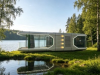 Capsule spatiale intelligente à double étage de 30 pieds avec 2 chambres, cuisine, salon et balcon pour la tourisme et la résidence