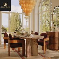 Ensemble de table à manger de luxe moderne, style italien, forme ovale, table à manger entièrement en marbre, table à manger avec plateau en marbre, luxe