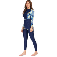 Maillot de bain musulman Femme Patchwork Modeste Maillot de bain sport manches longues 2 Pcs Maillot de bain islamique