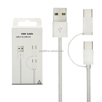 Kabel pengisi daya USB 2 in 1 Cepat asli kualitas tinggi untuk tipe-c untuk iphone 1m 3 kaki kabel pengisi daya putih