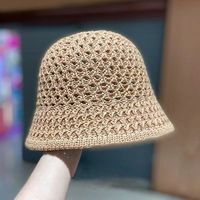 2025 femmes fait à la main Crochet tricot pêcheur casquette couleur unie Denim seau chapeau pour été décontracté scène avec Logo personnalisé