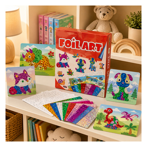 Kit de pintura con lámina de dinosaurio jurásico, tarjetas holográficas EVA, juguete artesanal de aprendizaje temprano, regalo de cumpleaños para niños pequeños - Product Image 3