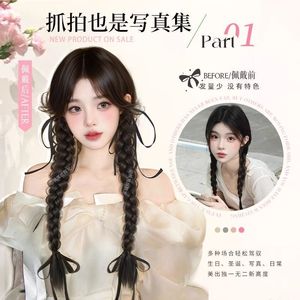 Extensión de cabello trenzado largo con lazo de cinta para mujer, estilo Miss, tejido a mano con alambre de alta temperatura HJ085S - Product Image 4