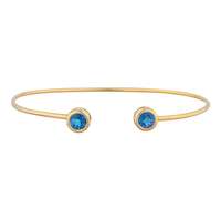 Bracelet jonc de luxe pour femme Elvora Gems en or 14 carats avec topaze mystique bleue de 2 carats sertie en clos rond