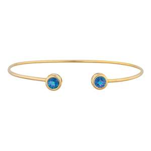 14Kt Gold Blue Mystic Topaz Round Bezel Setting Luxury Women's <b>Bangle</b> <b>Bracelet</b> - Product Image 3