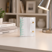 Protège-cahier A6 transparent en PVC à 6 anneaux avec bouton-pression, rechargeable, pour agenda et feuilles mobiles