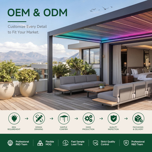 Pergola Bioclimatique Extérieure Moderne en Aluminium à Lames, Usine OEM 3x3 3x4 4x4 6x4 <span class=keywords><strong>m</strong></span> - Product Image 6