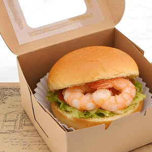 Kotak Kemasan Hadiah Kafe Makanan Cepat Saji Ramah Lingkungan, Kotak <span class=keywords><strong>Burger</strong></span> Kertas Kraft Sekali Pakai Tahan Minyak Grosir Dengan Jendela - Product Image 2