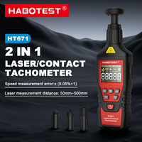 HT671 2 in 1 Laser Contact Digital Tachometer Pengukur Kecepatan Putar Genggam untuk Pengukuran Industri Motor Kipas