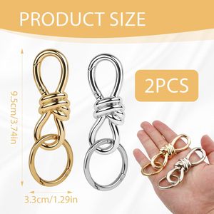 Twist Knot Clasp Bag Charm Keychain D Ring Keychain Heavy Duty Spring <b>Snap</b> <b>Hook</b> Fashion Accessory For Purse Backpack - Product Image 2