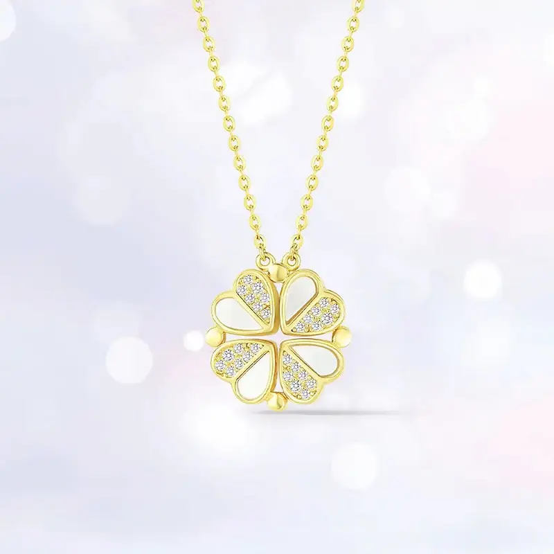 High Quality Fine Jewelry S925 Sterling Silver 4 Leaf Clover Flower 925 Pendant Choker Necklace Women Girl 902DZ