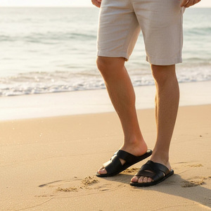 Sandalias Cruzadas para Hombre, Verano, Cuero Genuino, Punta Abierta, Suela de Goma Antideslizante, Uso Casual - Product Image 3