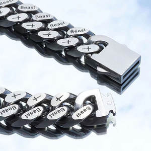 Pulsera y brazalete de hombre de acero inoxidable 316L a prueba de agua y antideslustre, pulsera de eslabones cubanos para hombre. - Product Image 4