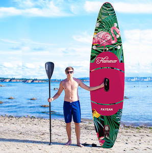 กระดานโต้คลื่นแบบยืนพาย ฟายเอียน รุ่นวันเลเยอร์ สีชมพู ลายฟลามิงโก้ แบบเป่าลม - Product Image 2