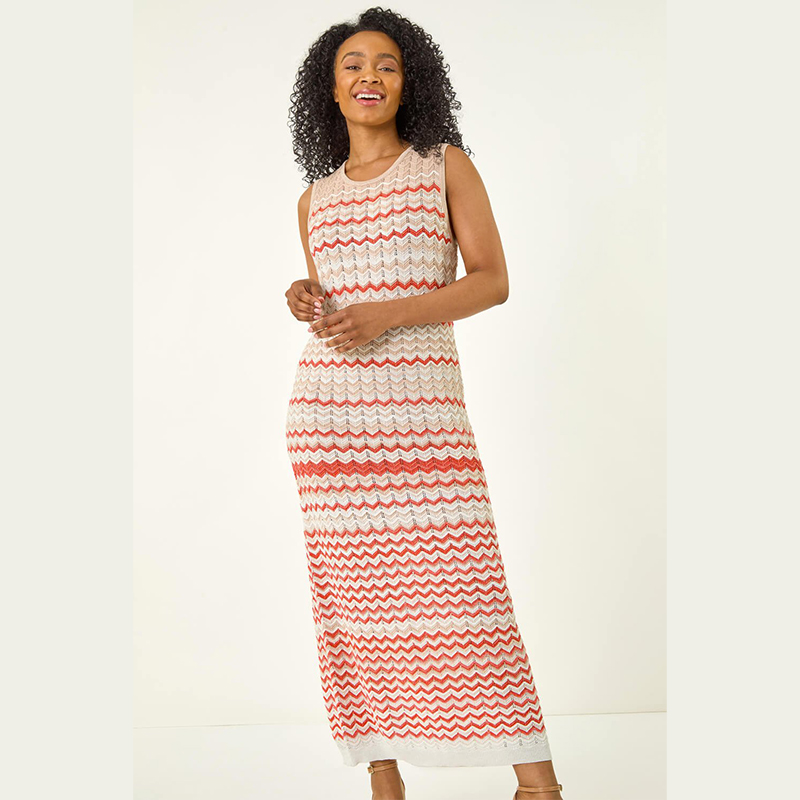 knee length dresses for ladies Chevron Knit Winter Dress XS – OMNIA main image 0