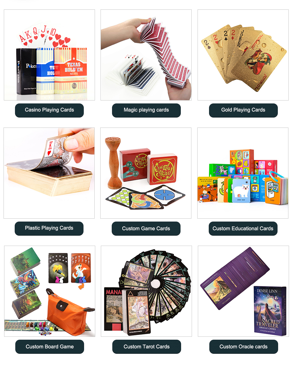 Cheap Shipping Tuck Box Poker Size Good Printing Flash Card Game Custom Logo Playing Card