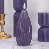 Batterie LED scintillante sans flamme violet Art bougies thé lumière chaude pilier cire ensembles luminosité réglable synchronisation télécommande