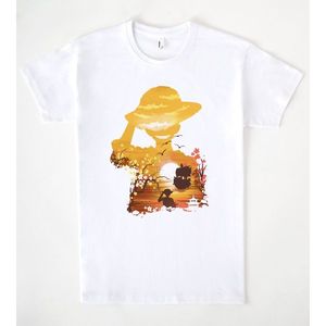 T-Shirt a Tema Pirata, Bianca, Girocollo, Design Unisex, Stampa Artistica, Abbigliamento Promozionale - Product Image 1