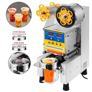 Milk Tea Shop Equipment Automatic Paper Milk Tea Coffee Juice Boba Tenuta Plastic Cup Sealer Pp 98 Mm Yogurt Cup Sealing Machine