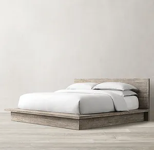 现代定制最新设计酒店卧室家具实心橡木特大床套装