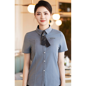 Mới Đến Nhà Hàng Phụ Nữ Của Đồng Phục Khách Sạn Ngắn Tay Áo Sơ Mi Thiết Kế Thanh Lịch Waif Nhân Viên Quần Áo Lao động - Product Image 5
