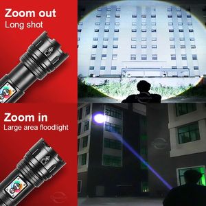 शक्तिशाली 30W एलईडी सामरिक एलईडी टॉर्च तीन रंग के लिए सिल प्रकार सी रिचार्जेबल लालटेन 10 मोड मशाल के लिए डेरा डाले हुए कुत्ते घूमना - Product Image 6