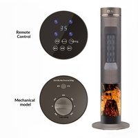 Ventilateur Chauffant Électrique Vertical, Chauffage d'Espace, Oscillation Gauche-Droite, Effet Flamme 3D Style Cheminée, Ventilateur d'Air Chaud en Céramique, Chauffage Intelligent