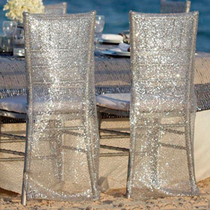 Ceintures de chaise à paillettes dorées Couvertures décoratives jetables pour banquets et usage domestique Chaise de mariage Volants extensibles décoratifs - Product Image 5