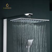 Ensemble de douche thermostatique de salle de bain en laiton chromé au design de luxe avec douche à effet pluie et boutons au design de piano