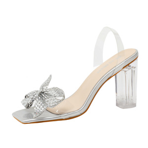 S0169Y Sandales à bout ouvert à la mode Forage sexy S'inclinant Talon en cristal transparent Tempérament à talons hauts - Product Image 3
