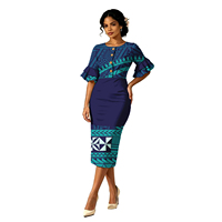 Gaun Wanita Hawaii Berkualitas Tinggi Elegan dengan Kancing Kelapa, Lengan Petal, Formal, Busana Pulau, Gaun Samoa Khusus