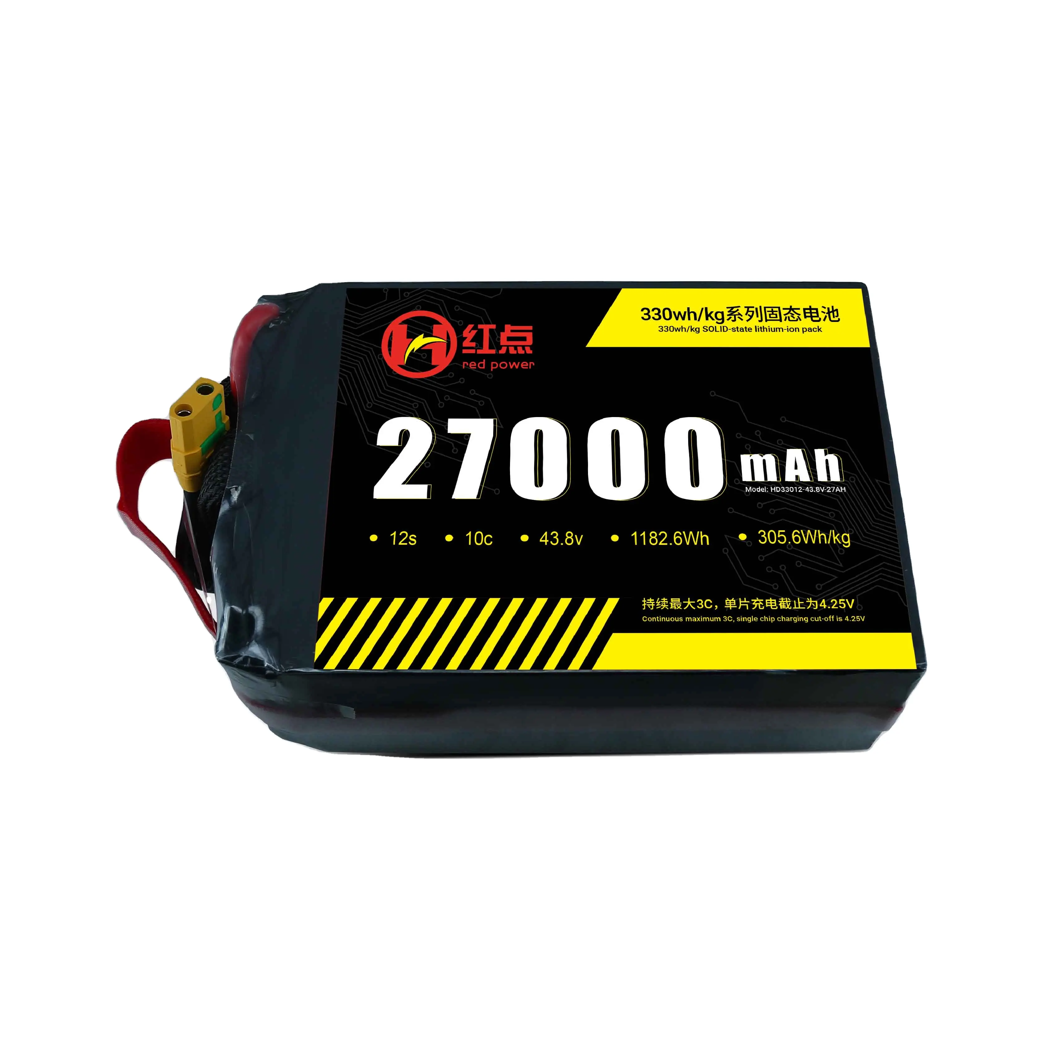 43.8V 27000mAh 330wh/kg 27Ah12S סוללת מצב מוצק ליתיום יון יצרן HD מל""ט כוח מזל""ט מל""ט קבוע רוח Vtol מולטי רוטור