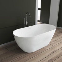 Baignoire autoportante moderne 1,5 m en acrylique blanc, profonde, avec trop-plein, certifiée CE/CUPC, garantie 3 ans pour salle de bain