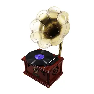Cmik phonograph 진짜 나무 복원 고대 lp 비닐 디스크 필름 녹화 방법 순수 구리 라우드 스피커